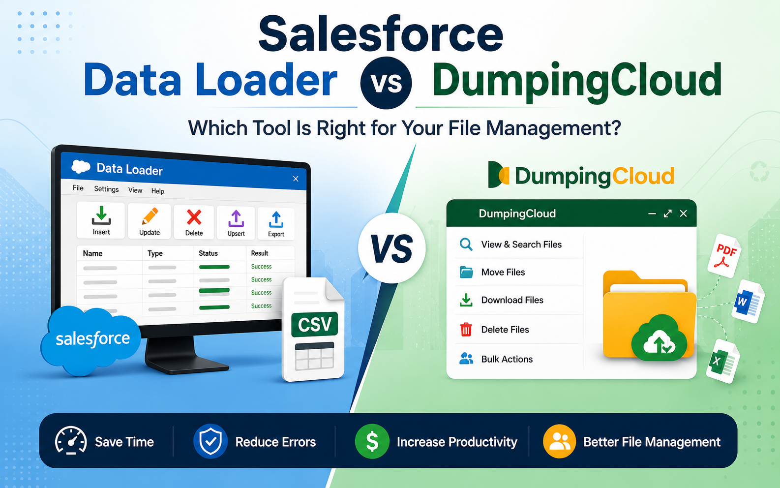Salesforce Data Loader vs DumpingCloud: Which Is Better for File Management?