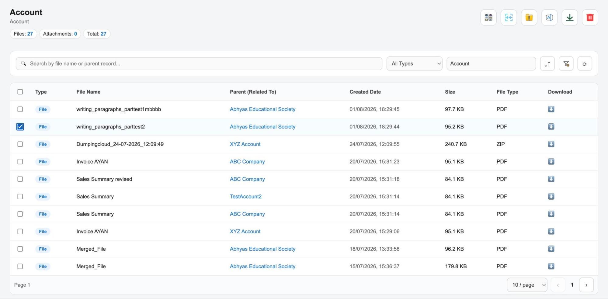 Manage salesforce files in one click