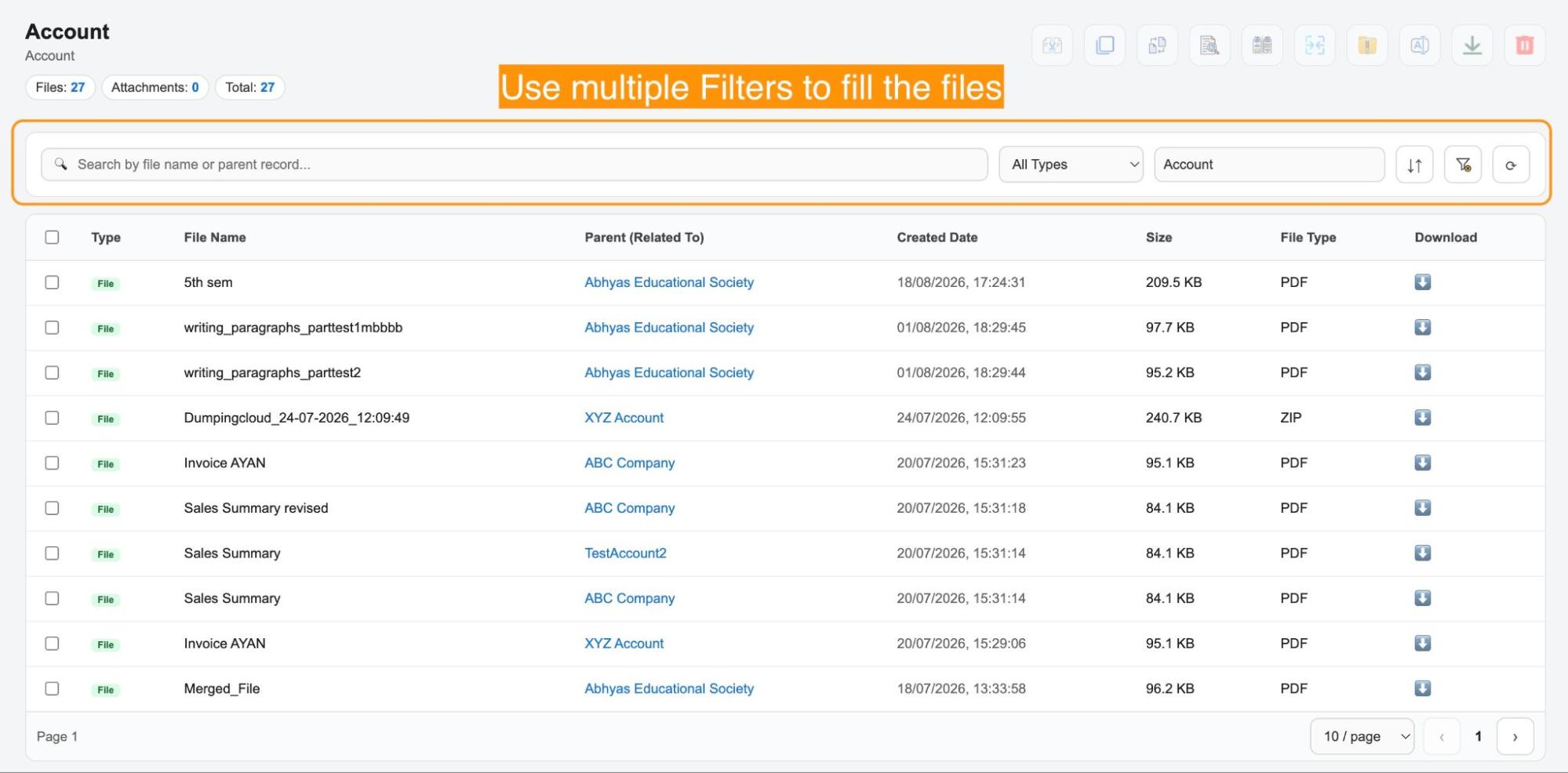 Manage salesforce files in one click